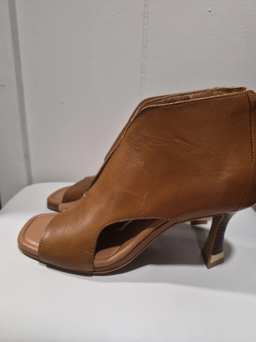 Vince Camuto Women’s Tan Open-Toe Ankle Boots